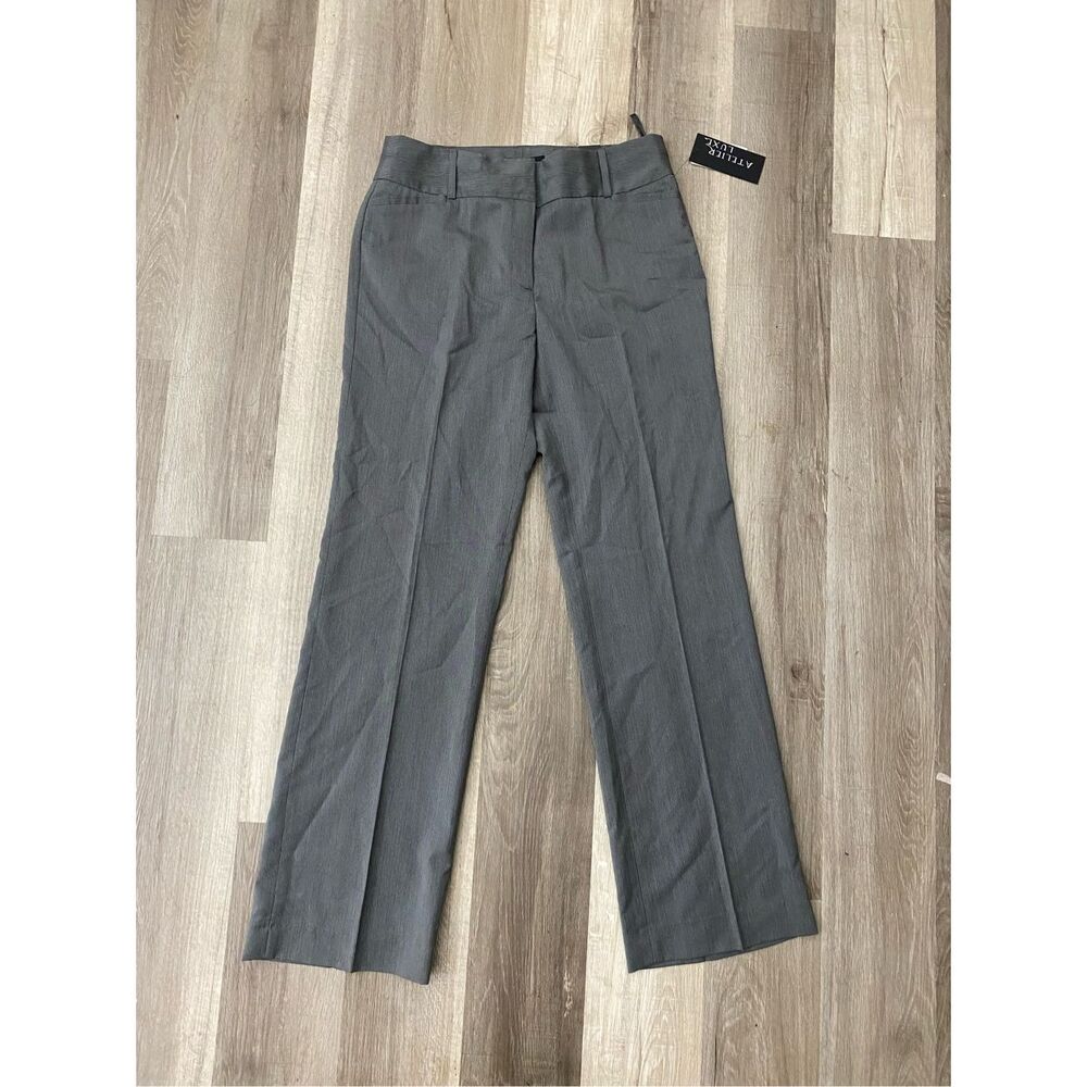 Atelier Luxe NWT Gray Pinstripe Dress Straight Leg Pants, Sz 10, MSRP $98